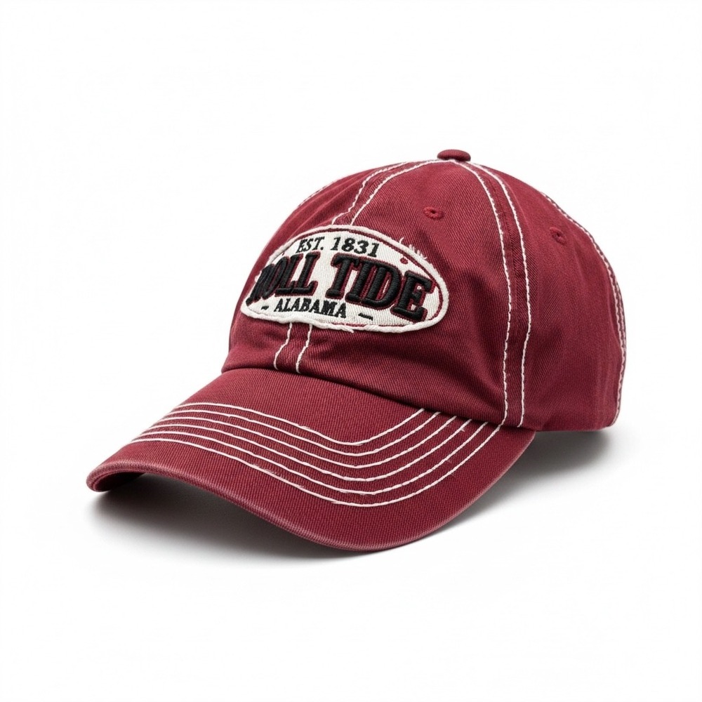 NCAA Alabama Roll Tide Hat OSFM Crimson Red 100% Cotton Contrast Stitch Cap
